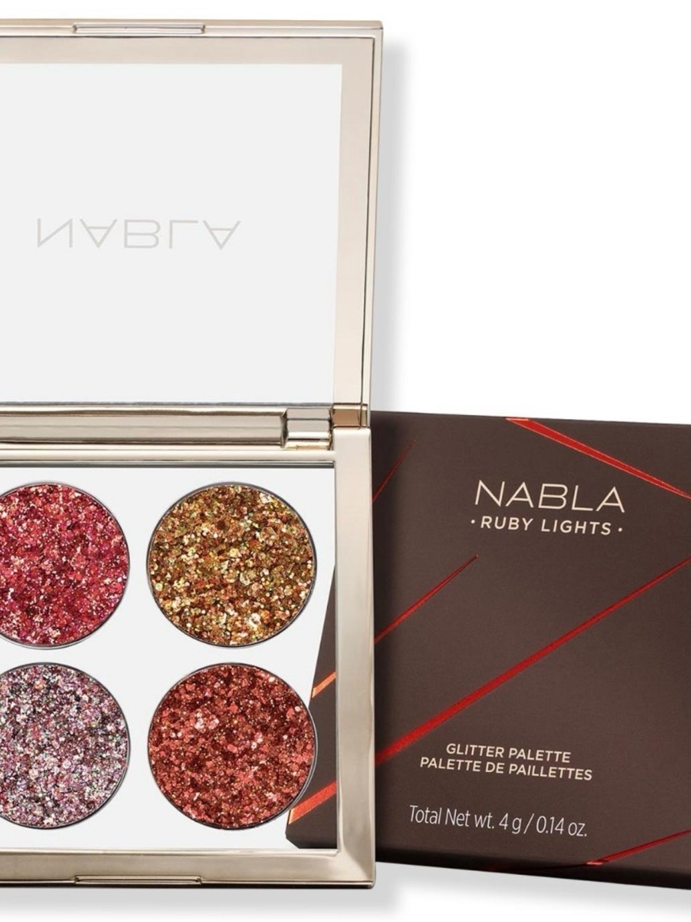 NABLA Cosmetics ~ ‘RUBY LIGHTS’ ~ Glitter Palette ~ Full Size 0.14 oz. / 4 g